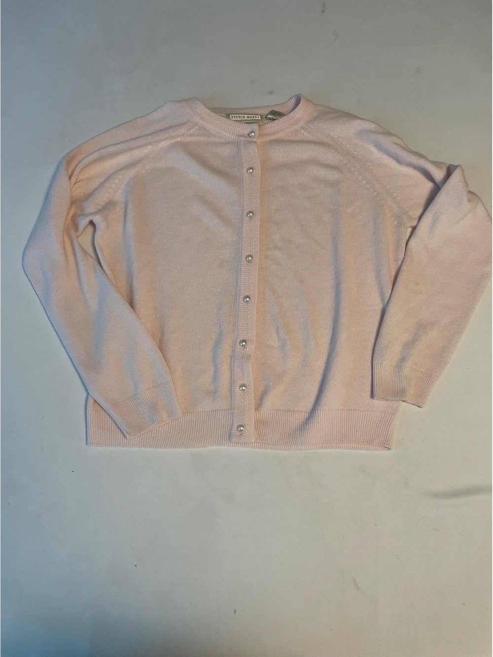 Studio Works Light Pink 100% Acrylic Cardigan Sweater